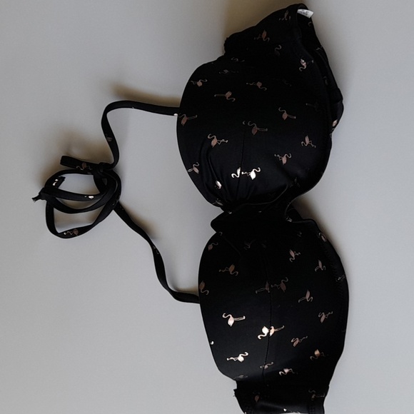 🦚3/$15🦚Black Swim Top with Flamingo Print - Picture 1 of 7